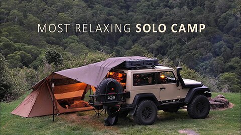 Relaxing SOLO Camping With Rain Forest Mountain Views [ Gloomy Weather, Cosy Shelter, Rain ASMR ]