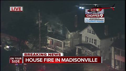 Chopper 9 footage: Fire tears through home on Erie Avenue early Thursday morning