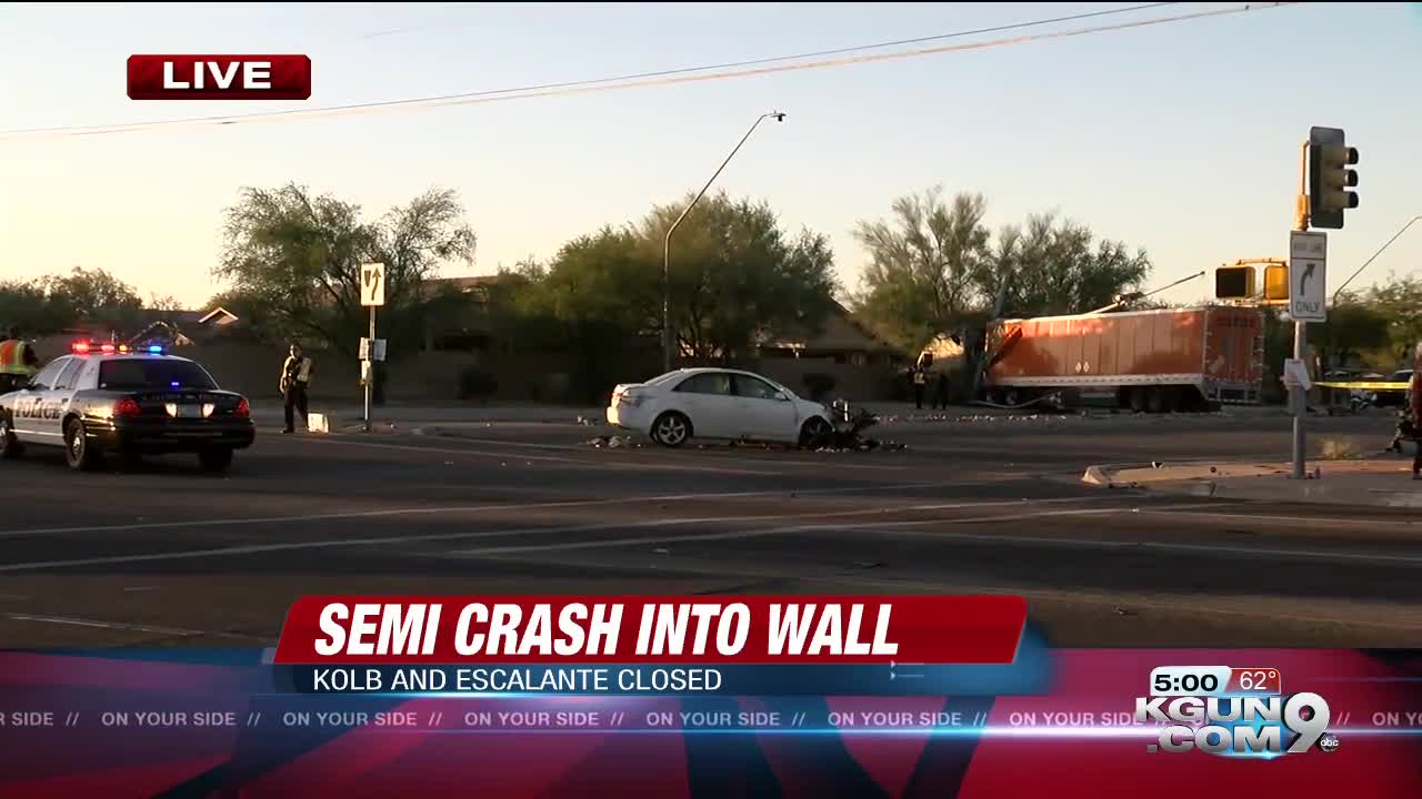 Crash involving semi truck shuts down Kolb and Escalante