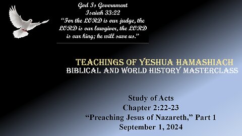 9-1-24 Study of Acts Chapter 2:14-23 "Preaching Jesus of Nazareth" - Part 1