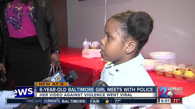 BPD Commissioner invites 6-year-old Baltimore girl who shared message on violence