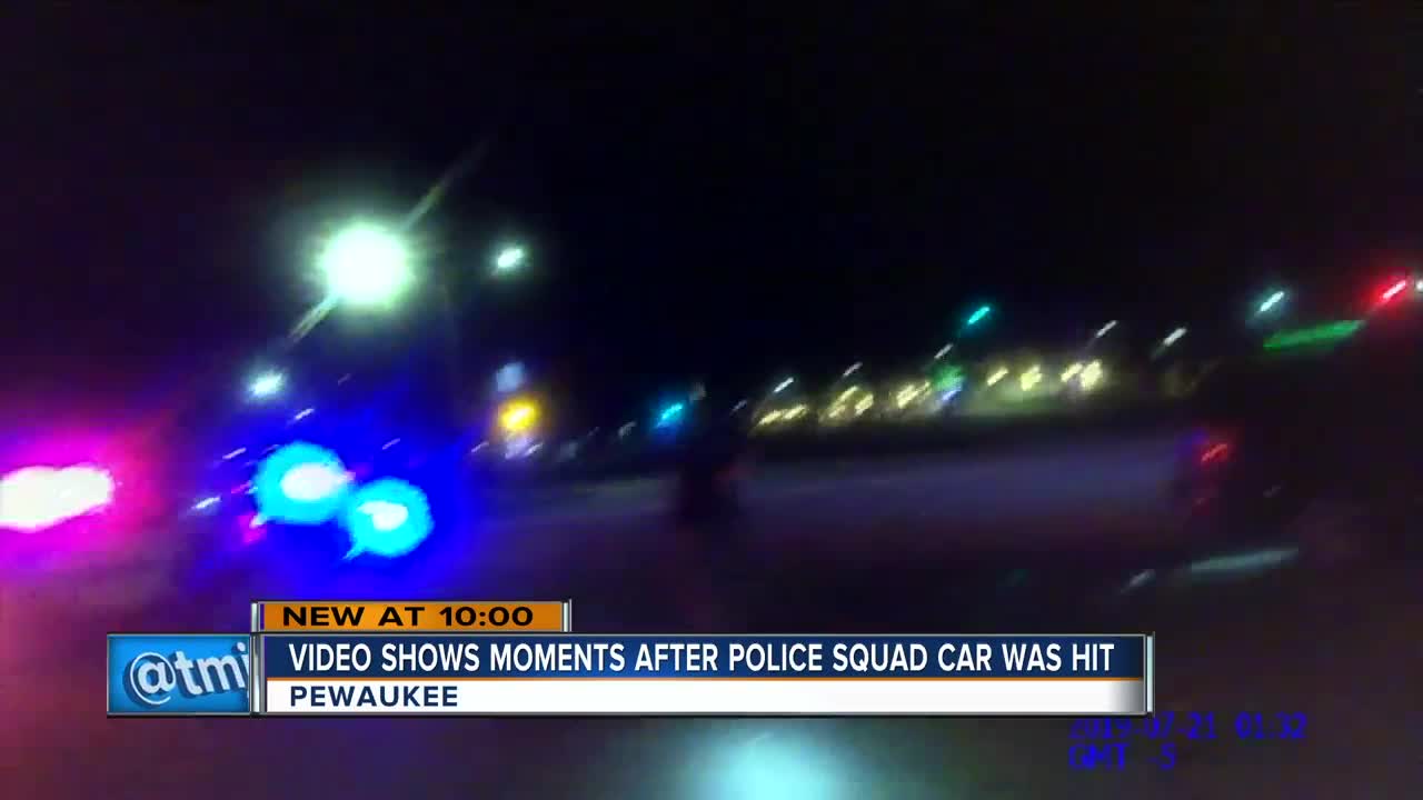 New video shows moments after squad car was hit in Pewaukee