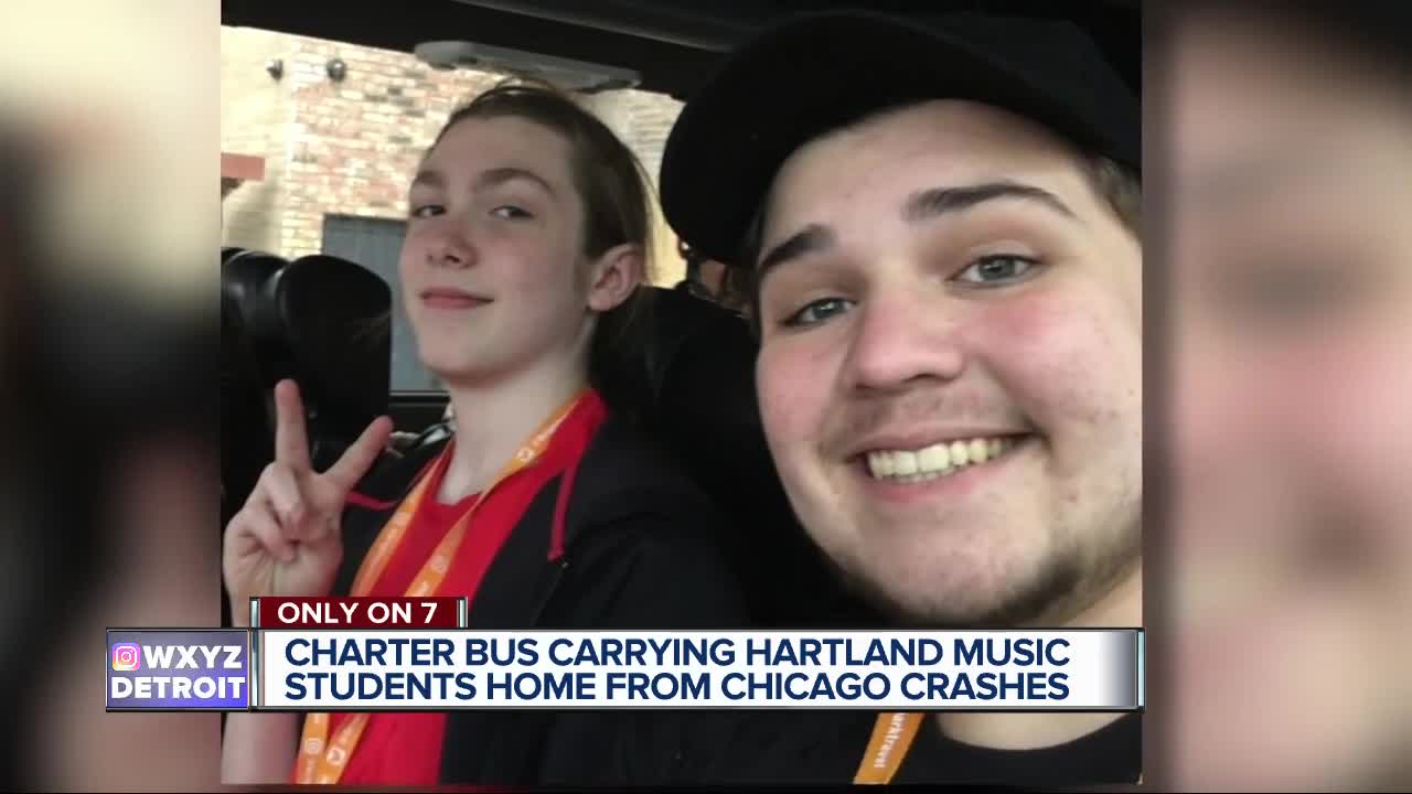 Charter bus carrying Hartland music students home from Chicago crashes