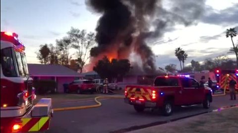 RAW: Large house fire burning in Tempe