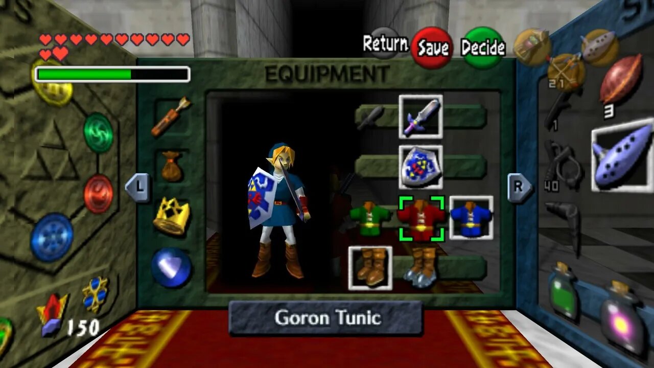 Ocarina of Time Animated Link in the Menu