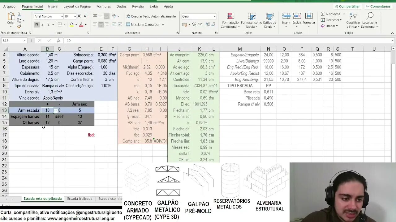 Detalham escada base reta Eng Estrutural