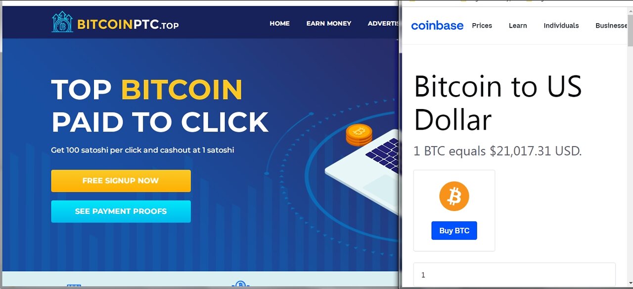 Get 1000 Bitcoin Per Click At BitcoinPTC Instant Cashout On FaucetPay