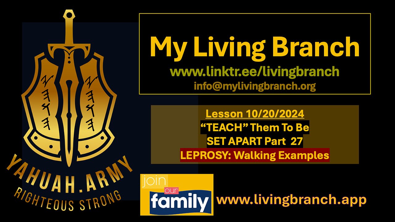 10-20-2024 "TEACH THEM" To Be SET APART Part 27 LEPROSY: Walking Examples