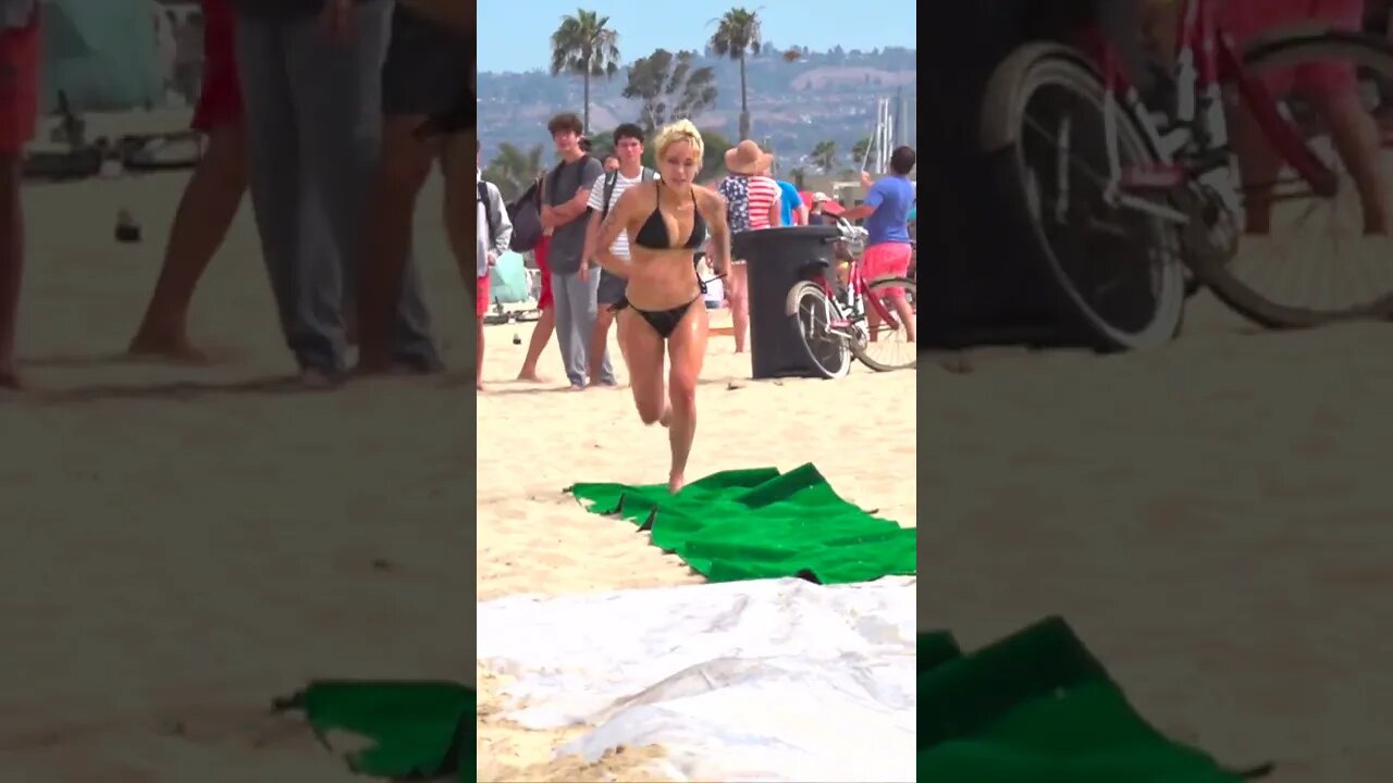 Rate this great effort on a homemade flat land Slip n Slide! #shorts #Redondo #testicuzzi