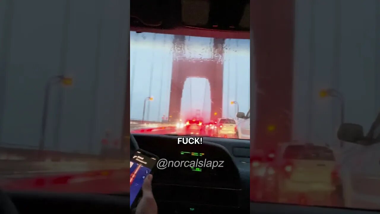 The wind was so strong it flipped the car...👀💨 #norcalslapz #bayarea #hurricane #goldengatebridge