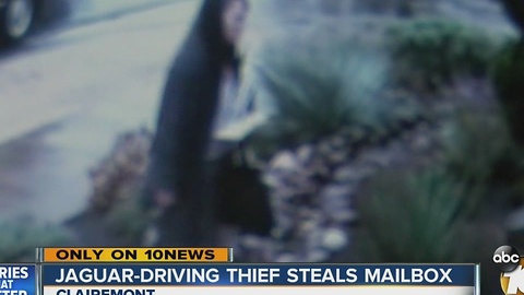 Caught on camera: Jaguar-driving thief steals mailbox