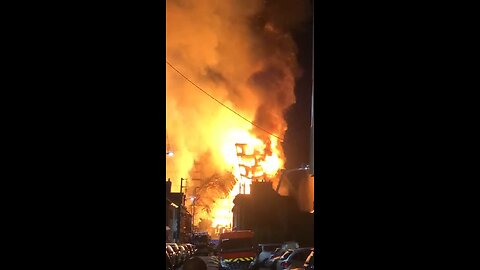 A multi-storey building burned down and collapsed in Rouen, France