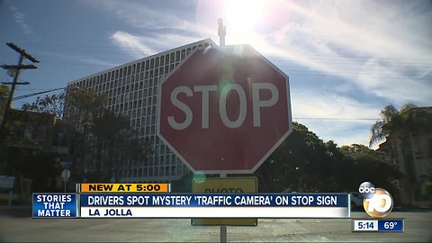 Drivers spot mystery 'traffic camera' on stop sign