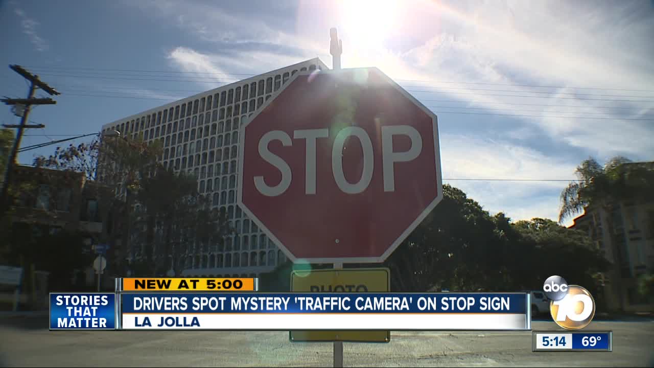 Drivers spot mystery 'traffic camera' on stop sign