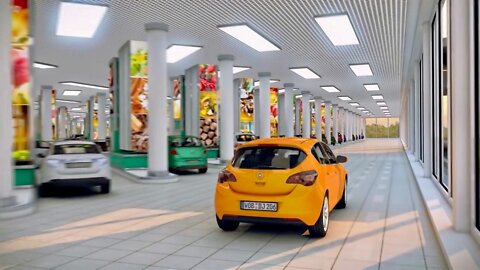 Drive Through Supermarket Concept - Animation