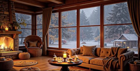 Winter Cozy Cabin Ambience With Smooth Jazz Music Relaxing Jazz
