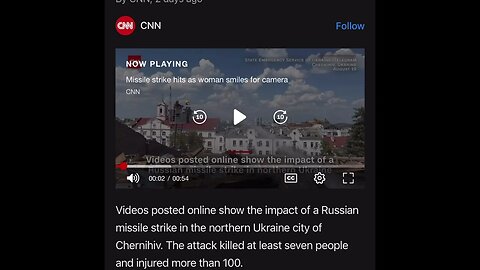 Missile attack hits as woman smiles for camera