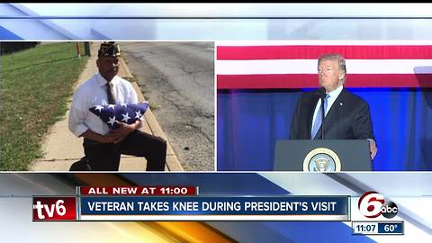 Indianapolis veteran kneels before Trump’s motorcade