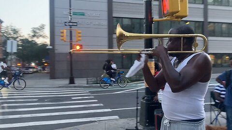 Busker in Downtown Brooklyn