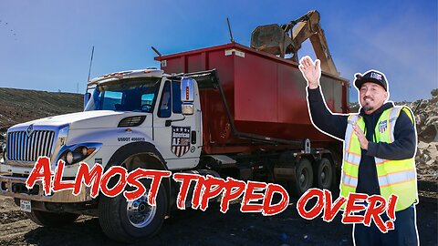 CRAZY Heavy Dumpster Nearly TIPS Dumpster Truck!