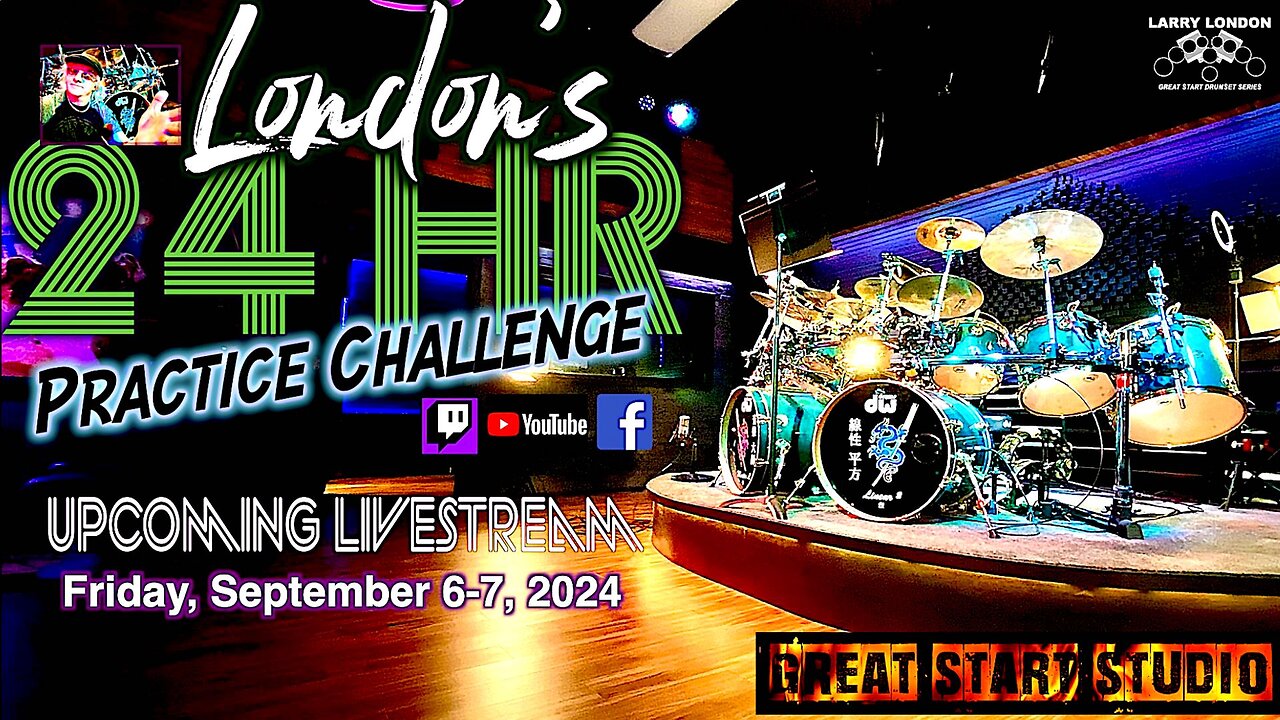 In Studio 24 Hr Practice Challenge Livestream Announcement #drumlessons #drum #livestream
