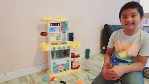 Unboxing and Pretend Play with MODERN KITCHEN Food Toy Playset!