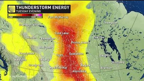 Multi-day heat event continues on Prairies, storms and heavy rains loom