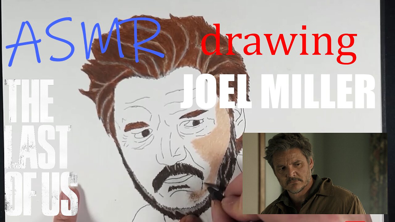 ASMR Last Of Us DRAWING, Pedro Pascal as Joel Miller CARTOON (Time-Lapse) #thelastofus #asmr #hbomax