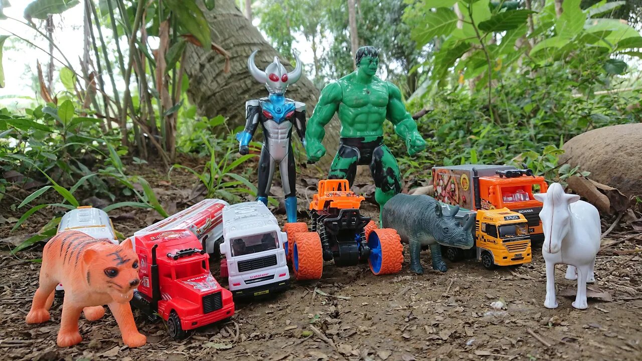 Mencari Mainan - Road Sweeper, Dump Truk, Harimau, Kuda, Truk Tangki, Mobil Offroad, Mobil Pizza