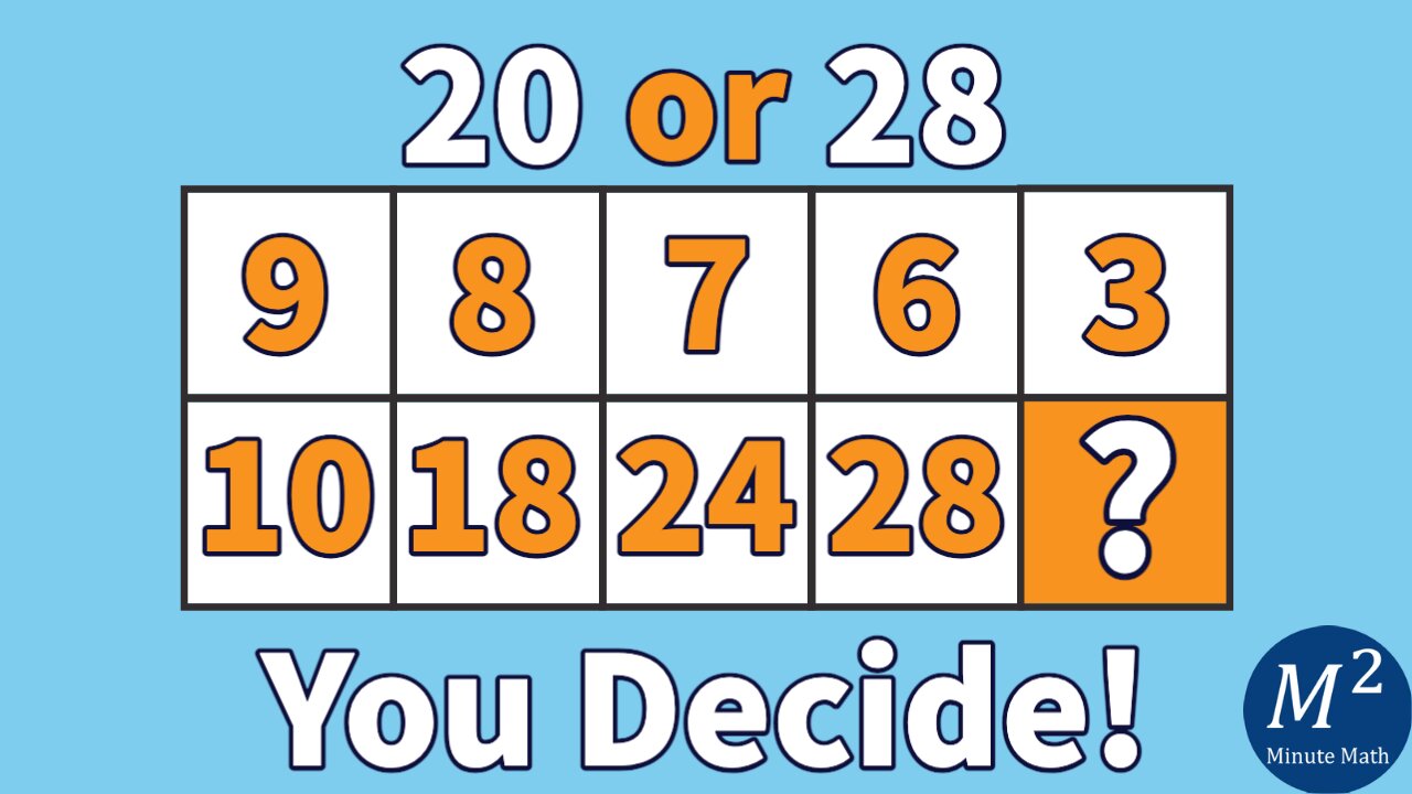 20 or 28? What is the missing number? | Minute Math #brainteaser