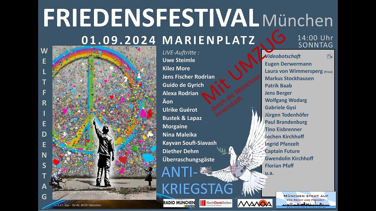 Macht Frieden... München Aufzug livestream mit KLARTEXT und DAUERWELLEDEMOREPORT