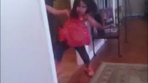 Girl Runs Into A Wall And Crashes To The Floor