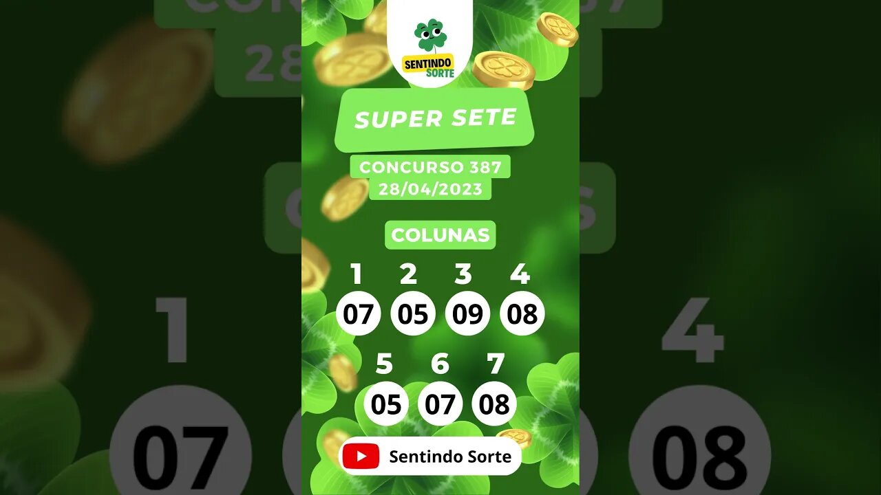 🍀 Resultado SUPER SETE 387 | 28/04/23 | Sentindo Sorte #shorts