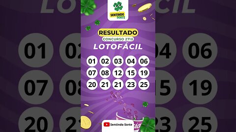 🍀 Resultado LOTOFACIL 2718 | Sentindo Sorte #shorts