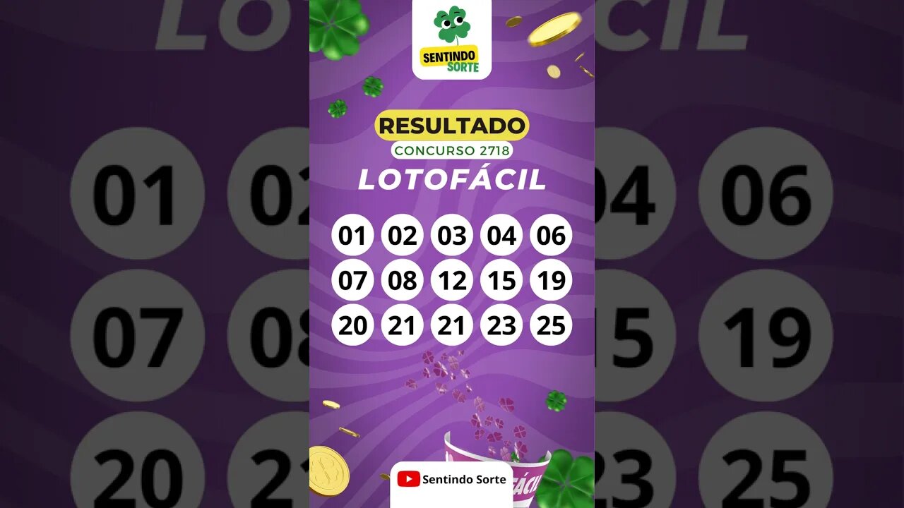 🍀 Resultado LOTOFACIL 2718 | Sentindo Sorte #shorts