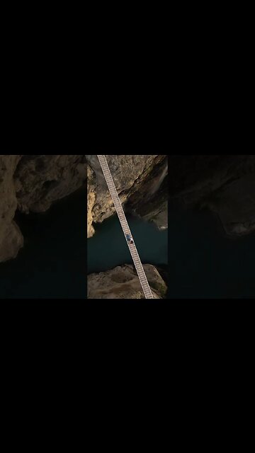 Suspension bridge over the Sulak canyon in Dagestan.