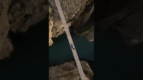 Suspension bridge over the Sulak canyon in Dagestan.