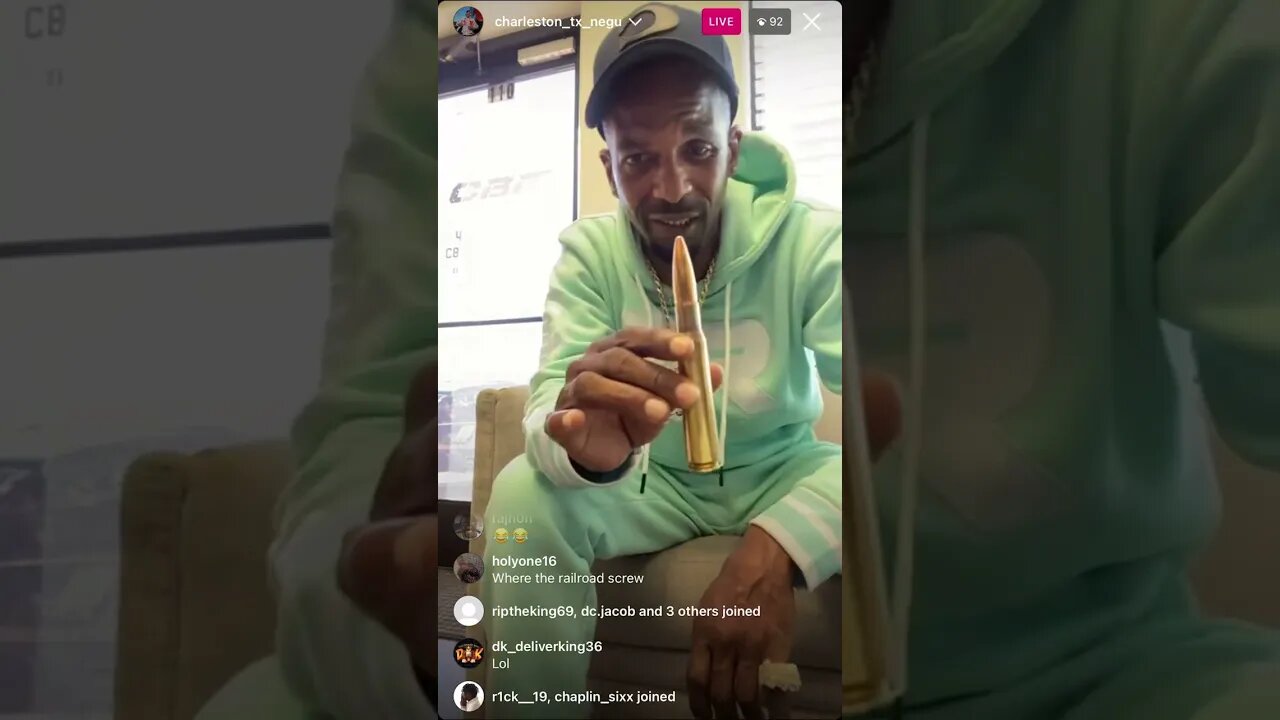 CHARLESTON WHITE IG LIVE: Charleston Shows A 50mm Rifle Shell He Got For Math Hoffa & Hassan (04/03)