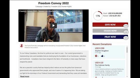 Give Send Go under Still Receives $2.3M for the Freedom Convoy 2022 Chat TTS