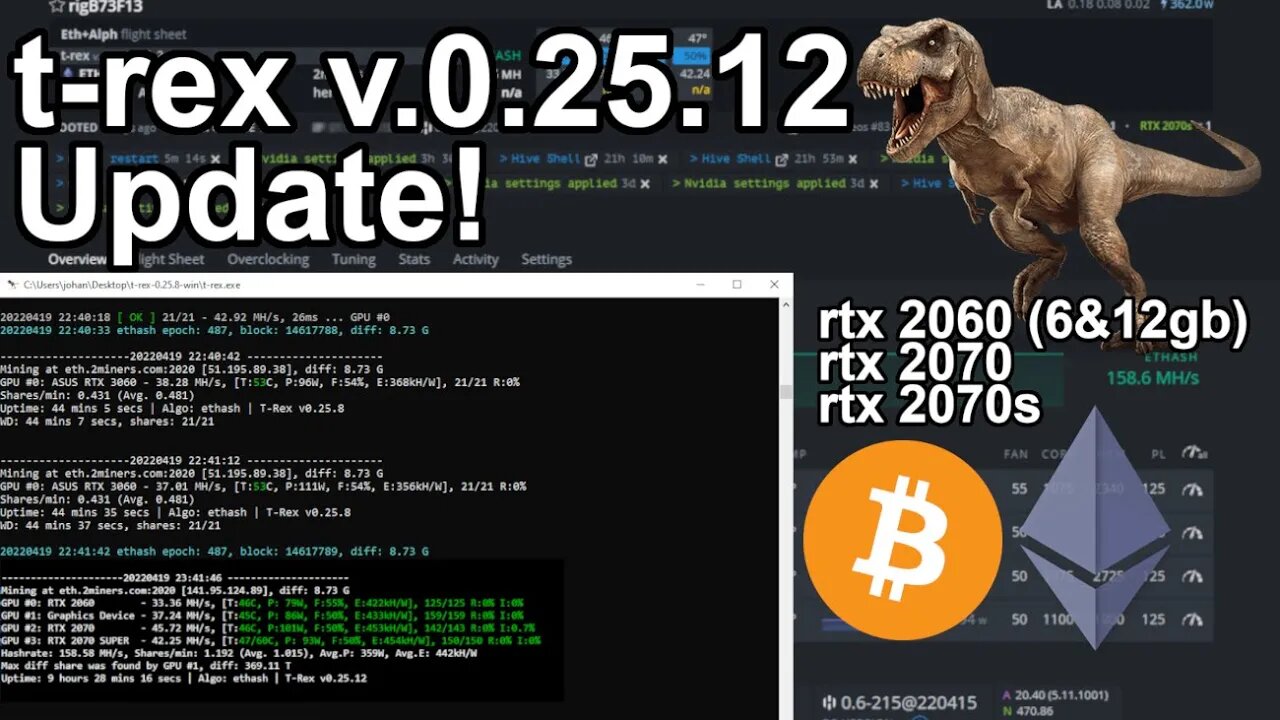 My RTX 2060 & 2070 GPUs Get HIGHER MH/s After The T-Rex Update...