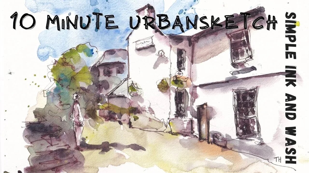 10 Minute Simple Urban Sketch - Watercolour First then Pen