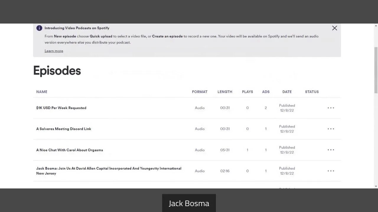 Jack Bosma Is On Spotify And Anchor FM
