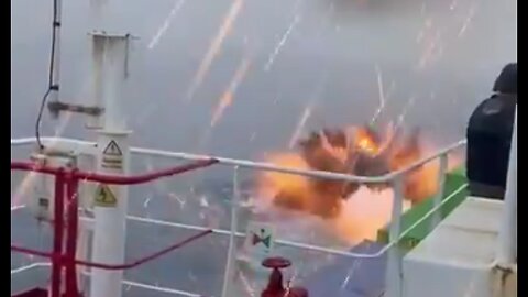 Heart-stopping moment armed guards on container ship open fire on 'Houthi kamikaze sea drone'
