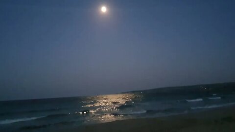 moon over the sea Sandbanks Bournemouth 1st July 2023