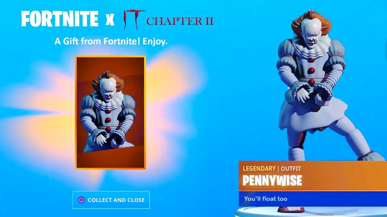 The New "PENNYWISE" Skin In Fortnite! (FORTNITE X IT CHAPTER 2 EVENT!)