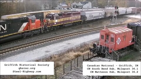 WB Manifest and EB Manifest with IC and WC Units at Griffith, IN on November 4, 2022