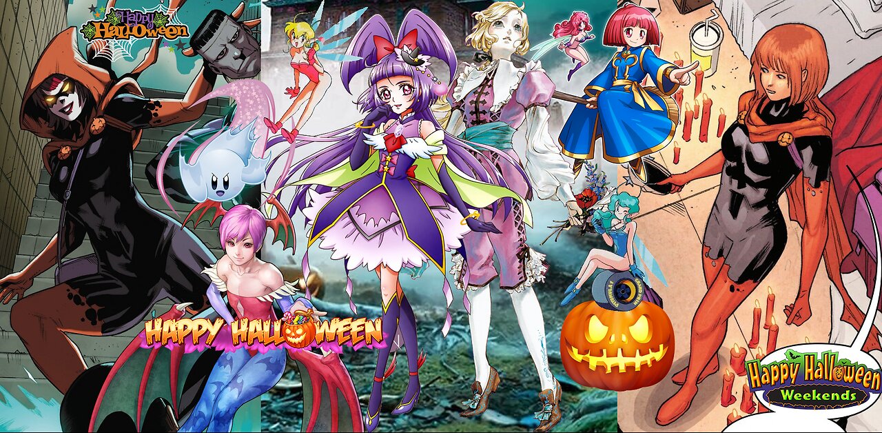 Celebrating The 2024 Halloween Fall Season with Hallow's Eve,Maria Renard and Cure Magical Custom Wallpaper
