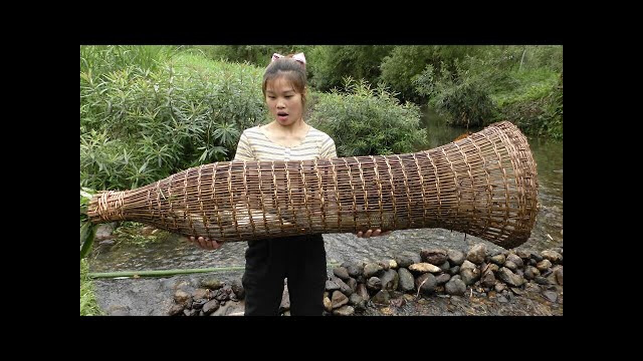 Hunting wild fish - Fishing techniques | stream fishing | Building a system of fishing nets Ep29