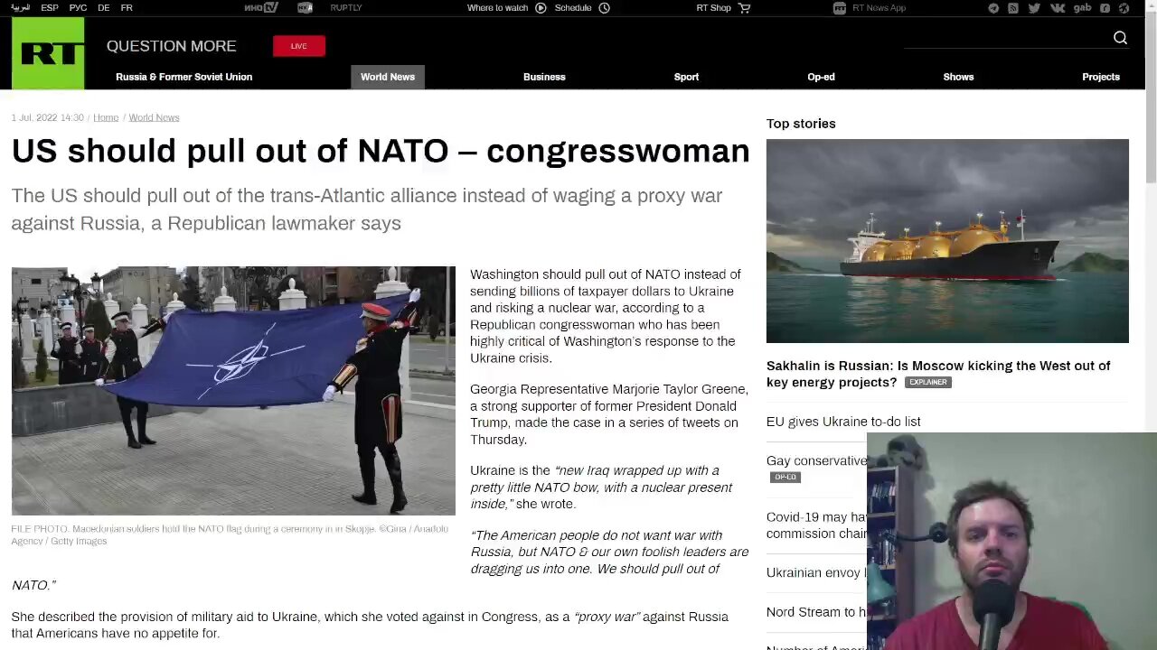 "US should pull out of NATO," G-Rep MTG says