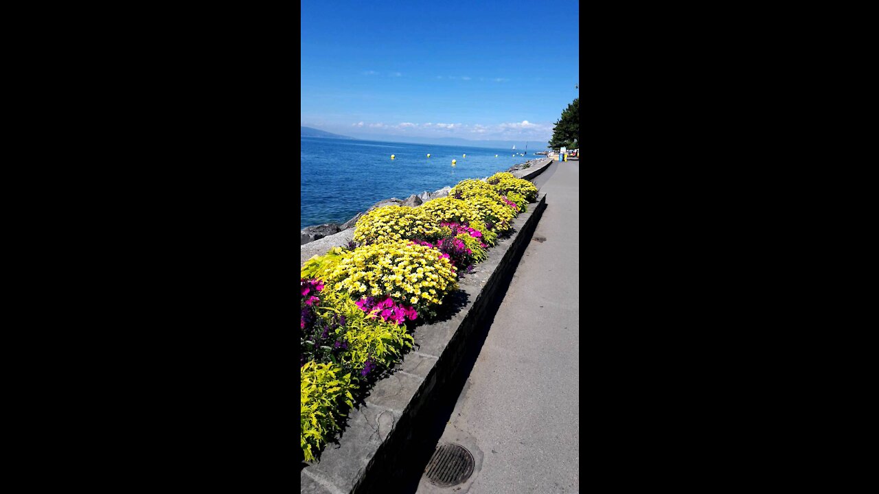 Walking in the lake in Switzerland summer 2020